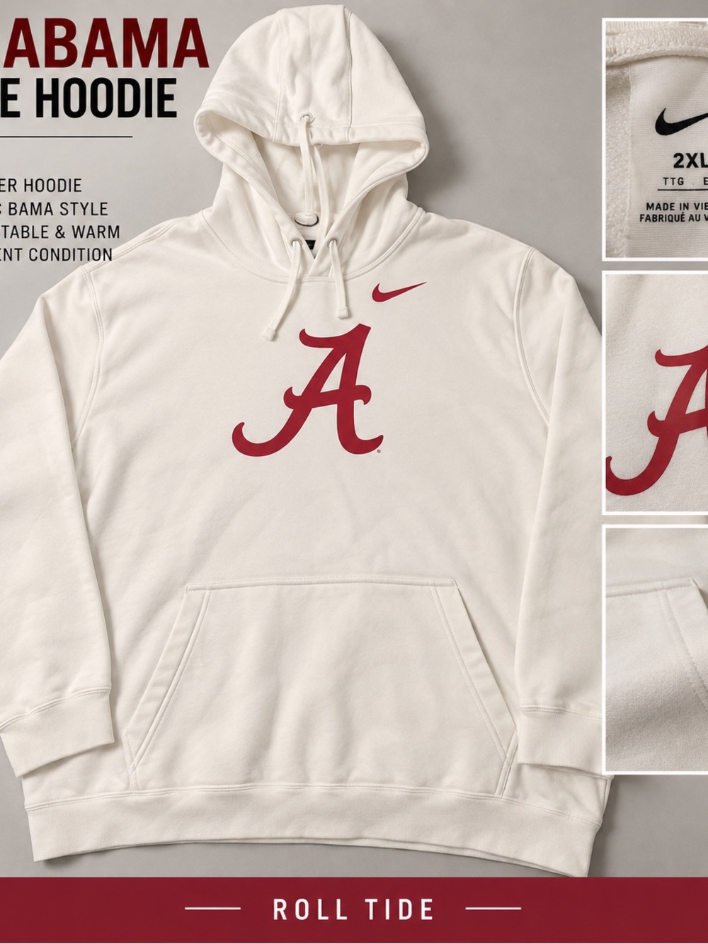 Nike Cream Hoodie with Crimson 'A' Logo